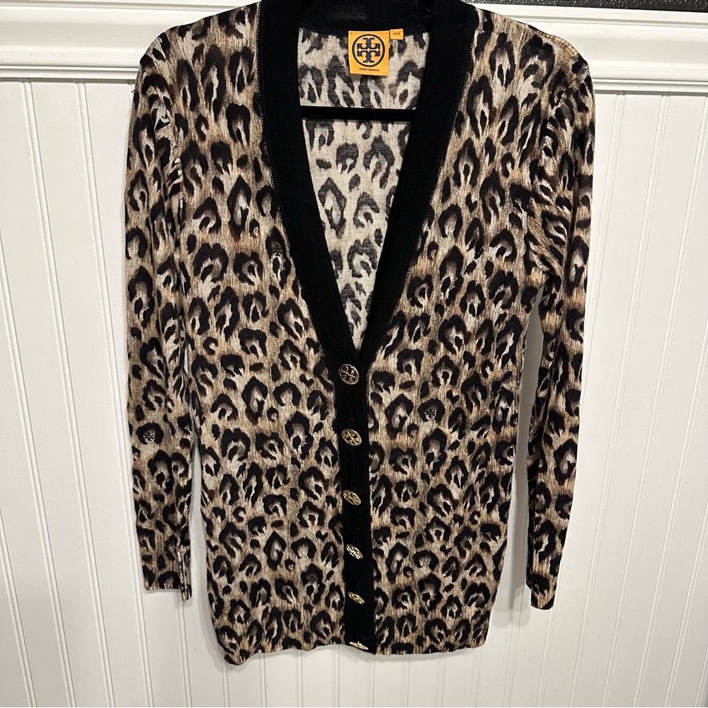 Tory Burch cheetah print cardigan